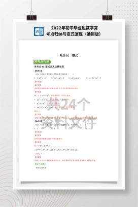 2022年初中毕业班数学常考点归纳与变式演练（通用版）