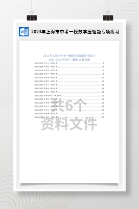 2023年上海市中考一模数学压轴题专项练习