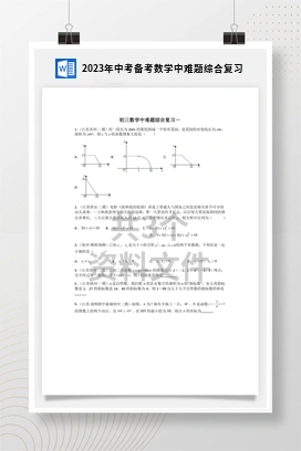 2023年中考备考数学中难题综合复习