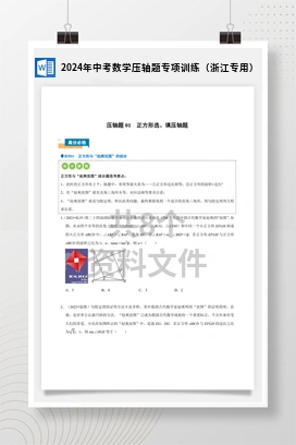 2024年中考数学压轴题专项训练（浙江专用）