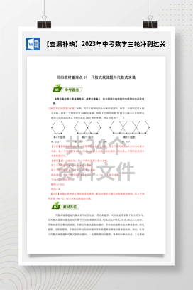 【查漏补缺】2023年中考数学三轮冲刺过关