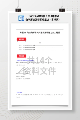 【满分备考攻略】2024年中考数学压轴题型专项集训（多地区）