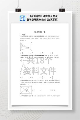 【黄金冲刺】考前20天中考数学极限满分冲刺（江苏专用）