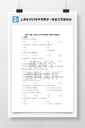 上海市2023年中考数学一轮复习专题特训