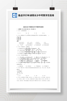 备战2023年湖南长沙中考数学仿真卷