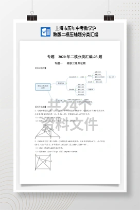 上海市历年中考数学沪教版二模压轴题分类汇编