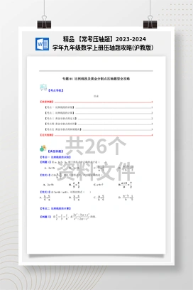 精品 【常考压轴题】2023-2024学年九年级数学上册压轴题攻略(沪教版）