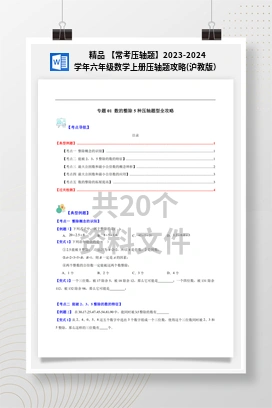 精品 【常考压轴题】2023-2024学年六年级数学上册压轴题攻略(沪教版）