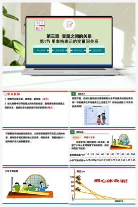 3.1 用表格表示的变量间关系（课件+作业）-七年级数学下册（北师大版）