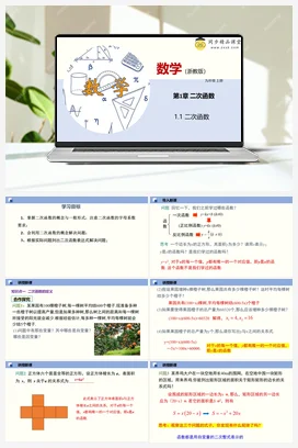 1.1 二次函数 教学课件+分层练习 浙教版 初中数学 九年级上册