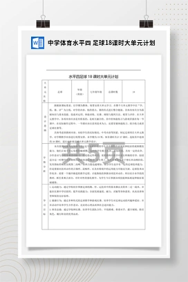 中学体育水平四足球18课时大单元计划