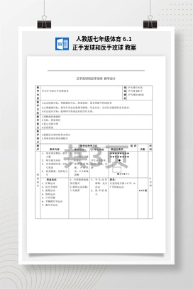 人教版七年级体育6.1正手发球和反手玫球教案