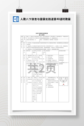 人教版八下体育与健康实践课 第40课时 教案