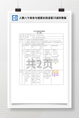 人教版八下体育与健康实践课第15课时 教案