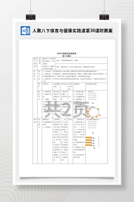 人教版八下体育与健康实践课第30课时 教案