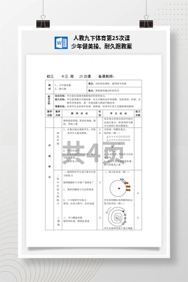 人教版九下体育 第25次课 少年健美操、耐久跑 教案