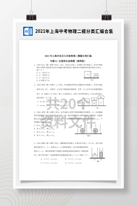 2021年上海中考物理二模分类汇编合集
