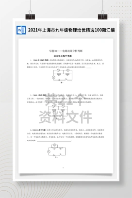 2021年上海市九年级物理培优精选100题汇编