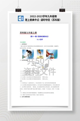 2022-2023学年九年级物理上册典中点·课时夺冠（苏科版）