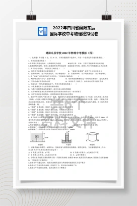 2022年四川省绵阳东辰国际学校中考物理模拟试卷
