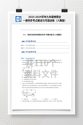2023-2024学年九年级物理全一册同步考点解读与专题训练（人教版）