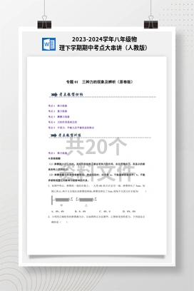 2023-2024学年八年级物理下学期期中考点大串讲（人教版）