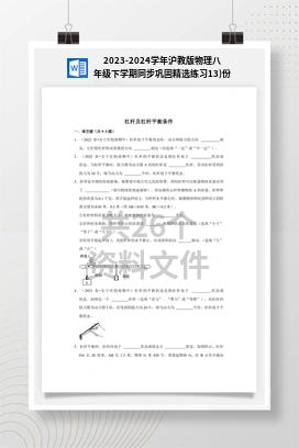 2023-2024学年沪教版物理八年级下学期同步巩固精选练习13)份