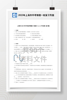 2023年上海市中考物理一轮复习专题