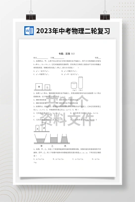 2023年中考物理二轮复习
