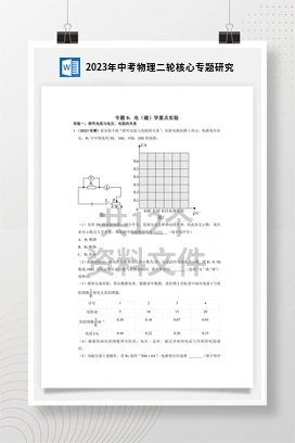 2023年中考物理二轮核心专题研究