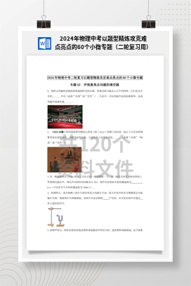 2024年物理中考以题型精炼攻克难点亮点的60个小微专题（二轮复习用）