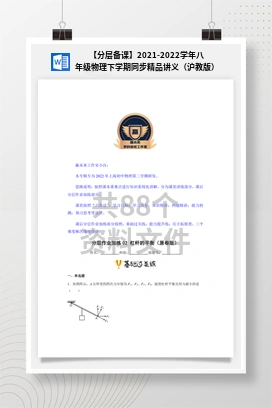 【分层备课】2021-2022学年八年级物理下学期同步精品讲义（沪教版）