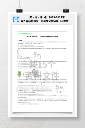 讲・练·考】2023-2024学年九年级物理全一册同步全优学案（人教版） 【知