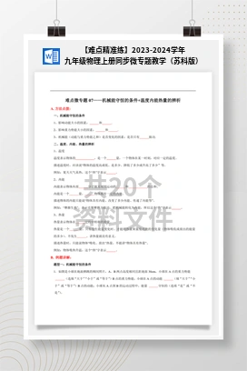 【难点精准练】2023-2024学年九年级物理上册同步微专题教学（苏科版）