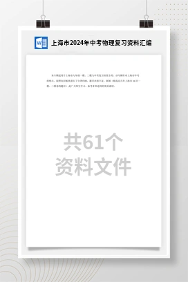 上海市2024年中考物理复习资料汇编