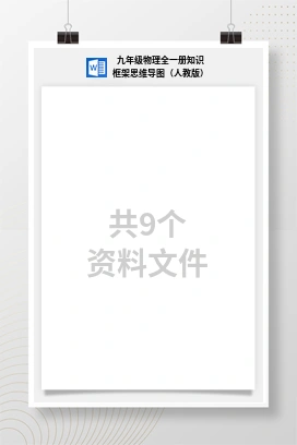 九年级物理全一册知识框架思维导图（人教版）