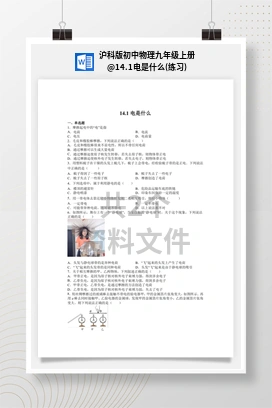 14.1电是什么(练习) 沪科版初中物理九年级上册