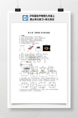 单元练习+单元测试 沪科版初中物理九年级上册