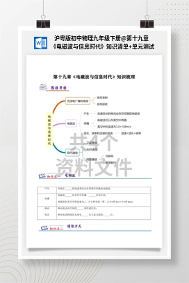 第十九章 《电磁波与信息时代》知识清单+单元测试 沪粤版初中物理九年级下册