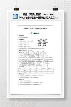 精品 【同步实验课】2023-2024学年九年级物理全一册教材实验大盘点 12