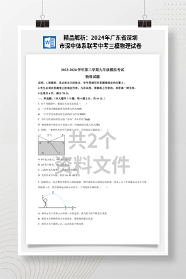 精品解析：2024年广东省深圳市深中体系联考中考三模物理试卷