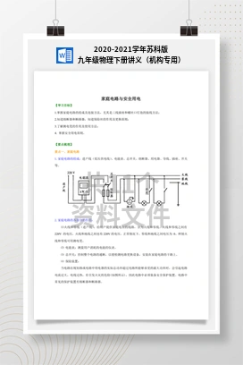 2020-2021学年苏科版九年级物理下册讲义（机构专用）