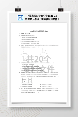 上海市民办华育中学2021-2022学年九年级上学期物理周末作业