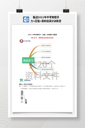 备战2021年中考物理浮力+压强+滑轮组满分训练营