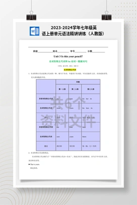 2023-2024学年七年级英语上册单元语法精讲讲练（人教版）
