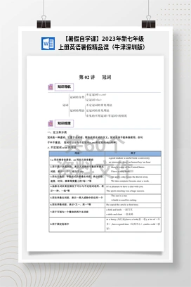 【暑假自学课】2023年新七年级上册英语暑假精品课（牛津深圳版）