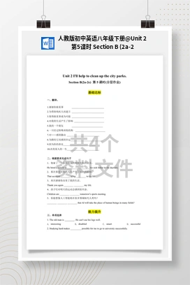 Unit 2 第5课时 Section B (2a-2e) (（教案+导学案+作业）) 人教版初中英语八年级下册