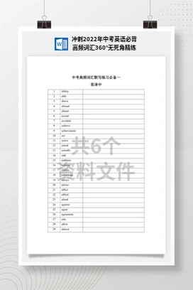 冲刺2022年中考英语必背高频词汇360°无死角精练