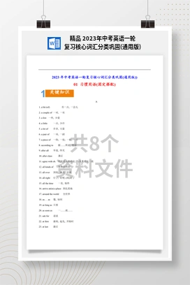 精品 2023年中考英语一轮复习核心词汇分类巩固(通用版)