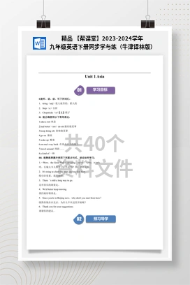 精品 【帮课堂】2023-2024学年九年级英语下册同步学与练（牛津译林版）